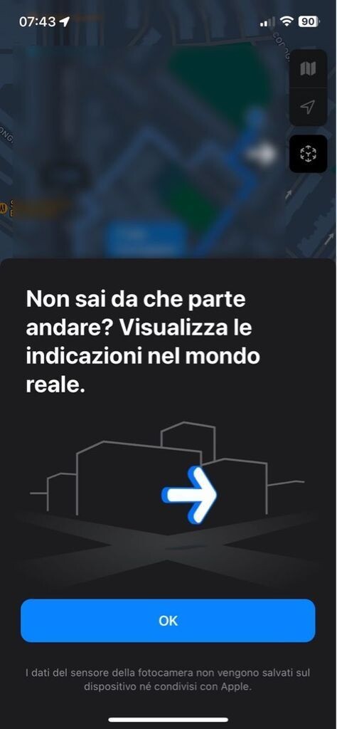 melanews's tweet photo. Apple ha attivato anche in #Italia la funzione di realtà aumentata quando si cammina a piedi con #AppleMaps
Basta indicare un percorso #apiedi e premere sull’icona che appare a destra quando si alza lo smartphone. Il sistema c…
https://t.co/0jLEz6GT28 https://t.co/agi7ueLLq5