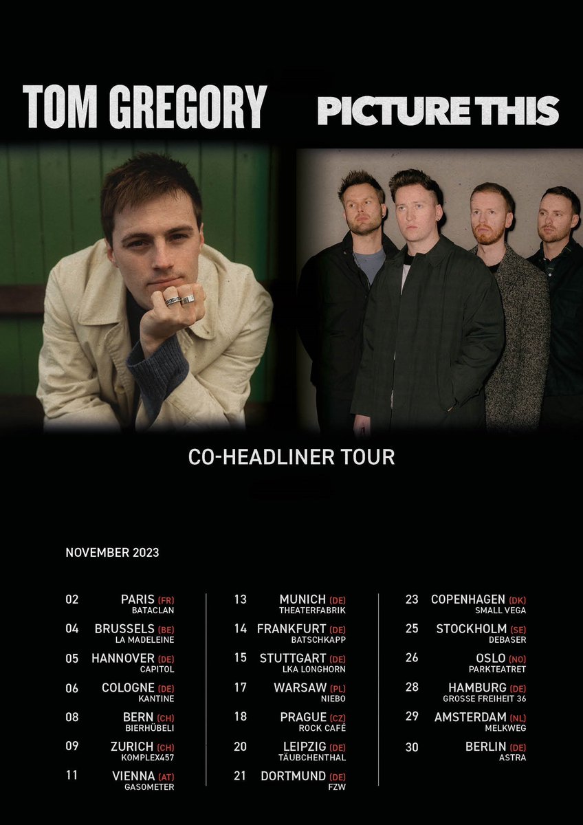 Europe, you didn't think we'd forgotten you did you? We are teaming up with <a href="/tgofficialmusic/">Tom Gregory</a> for a co headline tour this November!!  

Sign up to our mailing list before 9AM BST tomorrow, to be the first to receive information for presale access to these shows! Time is ticking…