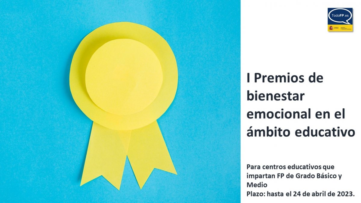 todofp's tweet photo. 📢 I Premios de bienestar emocional en el ámbito educativo. #YoSoyFP

🔴 Para centros educativos que impartan FP de Grado Básico y Medio
Plazo: hasta el 24 de abril de 2023. 
 🔎 https://t.co/jS6pWit67e https://t.co/kZQpOednaw