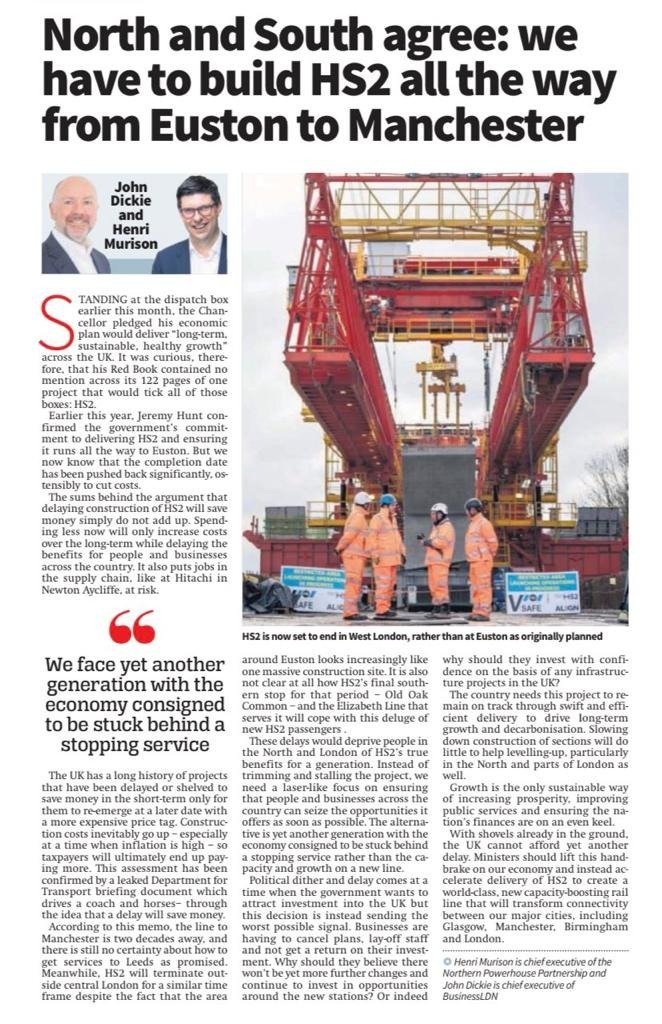 The Northern Powerhouse Partnership (@NP_Partnership) on Twitter photo 2023-03-28 08:11:13 “Instead of trimming and stalling HS2, we need a laser-like focus on ensuring that people and businesses across the country can seize the opportunities it offers as soon as possible.” NPP's @henrimurison & @_BusinessLDN's John Dickie in @CityAM 👇 cityam.com/north-and-sout… “Instead of trimming and stalling HS2, we need a laser-like focus on ensuring that people and businesses across the country can seize the opportunities it offers as soon as possible.” NPP's @henrimurison & @_BusinessLDN's John Dickie in @CityAM 👇 cityam.com/north-and-sout…