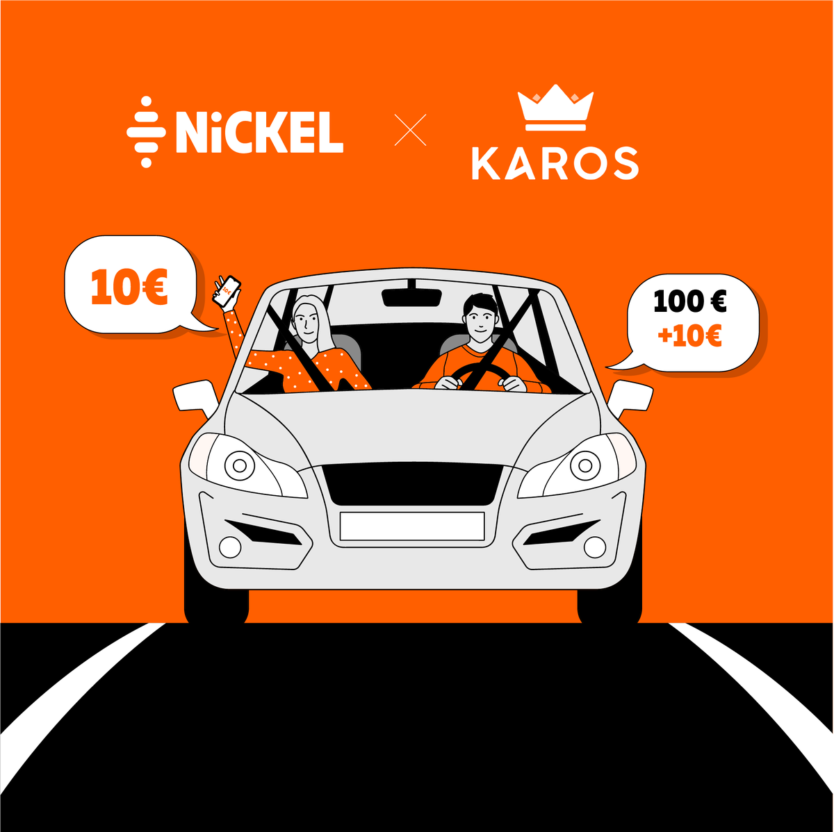 CompteNickel's tweet photo. Et si vous testiez le covoiturage @Karos_fr, pour vos courts trajets du quotidien ! 10 € offerts à nos clients #Nickel dès leur premier #covoiturage, alors profitez-en ! 🚗 https://t.co/wp4lTQW8Vo https://t.co/LTbGFYxJp2