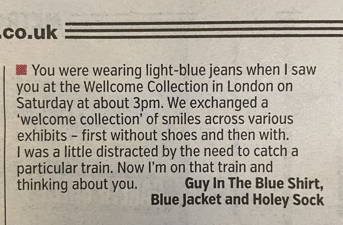 From today’s <a href="/MetroUK/">Metro</a> - man at <a href="/ExploreWellcome/">Wellcome Collection</a> exhibition looking for socks, and maybe more? 💕
