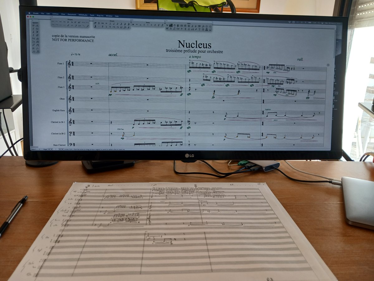 Last step, the digital copy of the orchestrated pencil score, with @finaleofficial ... Five (or six) weeks of a 'fascinating' job !
Premiere Nov. 24 with amazing @PhilharRF conducted by #EmiliaHoving
@artchipel #Nucleus #NewMusic