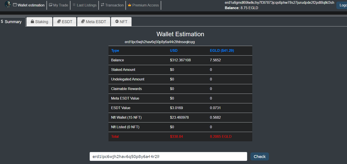 👑 With a premium access, you can check different wallet 🕵️

bctoolkits.com
#MultiversX