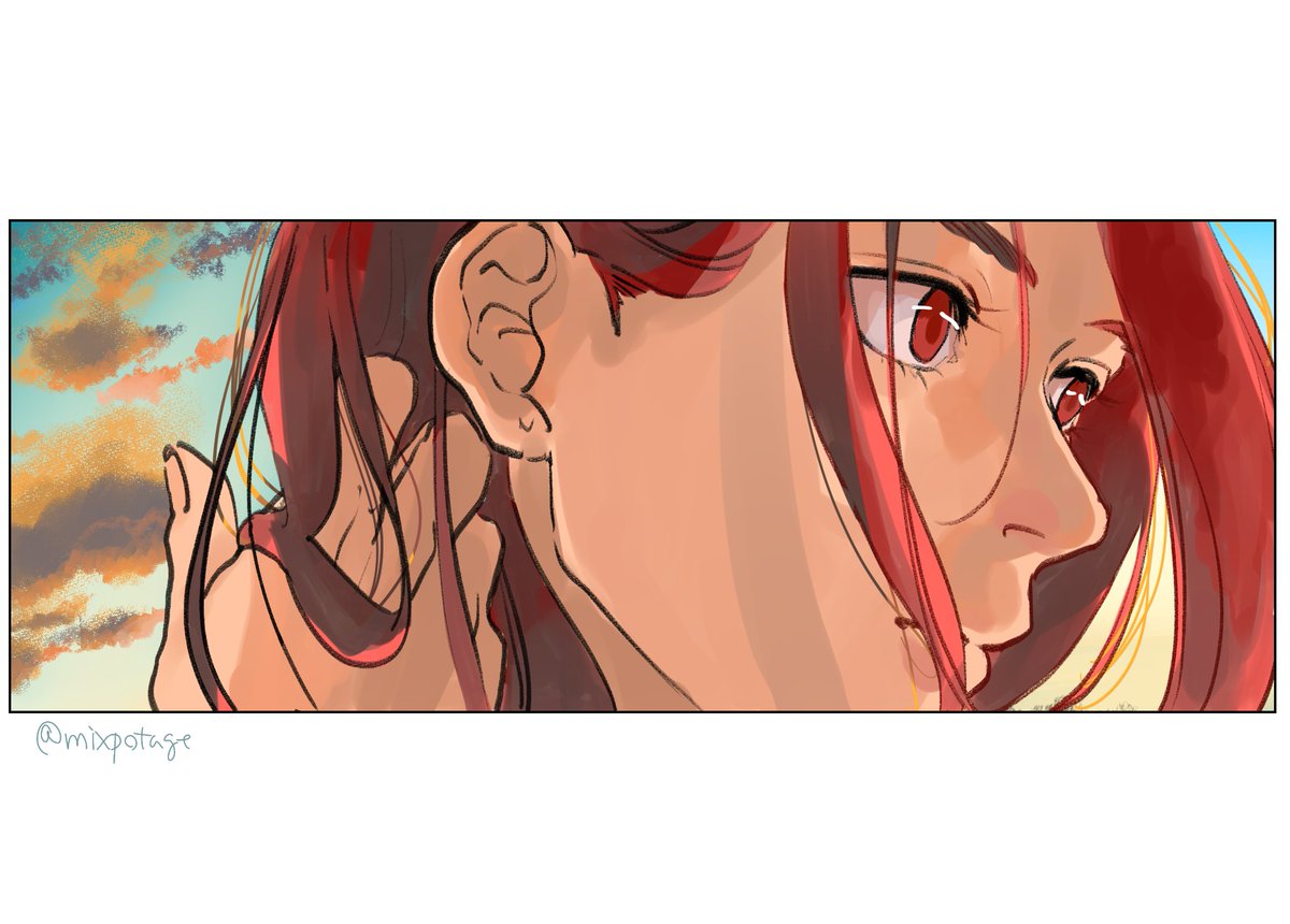 夕陽と叔父様。
顔描くのって楽しいね！！
#エネアド　#ennead