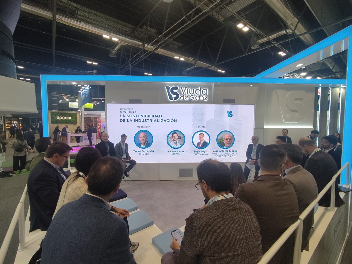 ITeC_es's tweet photo. 📢 Primera sesión en la que participamos en @rebuildexpo 2023.  "La sostenibilidad de la industrialización", en el estand congresual de @viudadesainz .

#rebuild #rebuild2023 https://t.co/tEYFRDJxUI