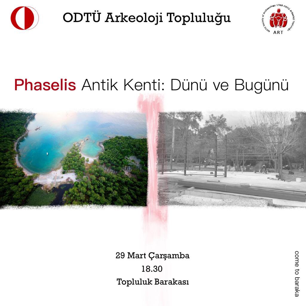 Phaselis Antik Kenti’nde olanlara bir duyarlılık getirmek amacıyla bu haftaki sunumumuz: “Phaselis Antik Kenti: Dünü ve Bugünü” 
Yarın saat 18.30’da topluluk odamızda gerçekleşecek olan sunumumuza herkesi bekleriz. Zoom linki sunumdan önce Instagram hesabımızdan paylaşılacaktır.