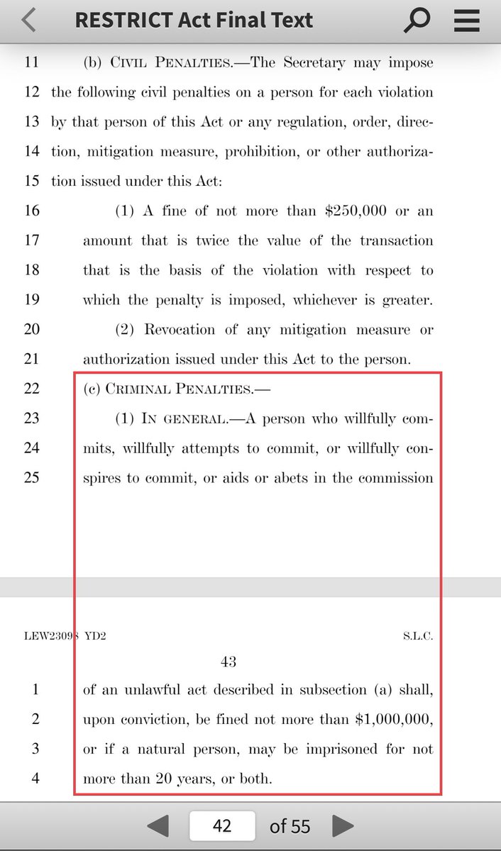 yaboybitcoin's tweet photo. @Will_Duffield @cory_eth There are real criminal penalties and these are not limited to companies. 

“The term “person” means a natural person, including a citizen or national of the United States or of any foreign country.” https://t.co/aox3vEM5YZ