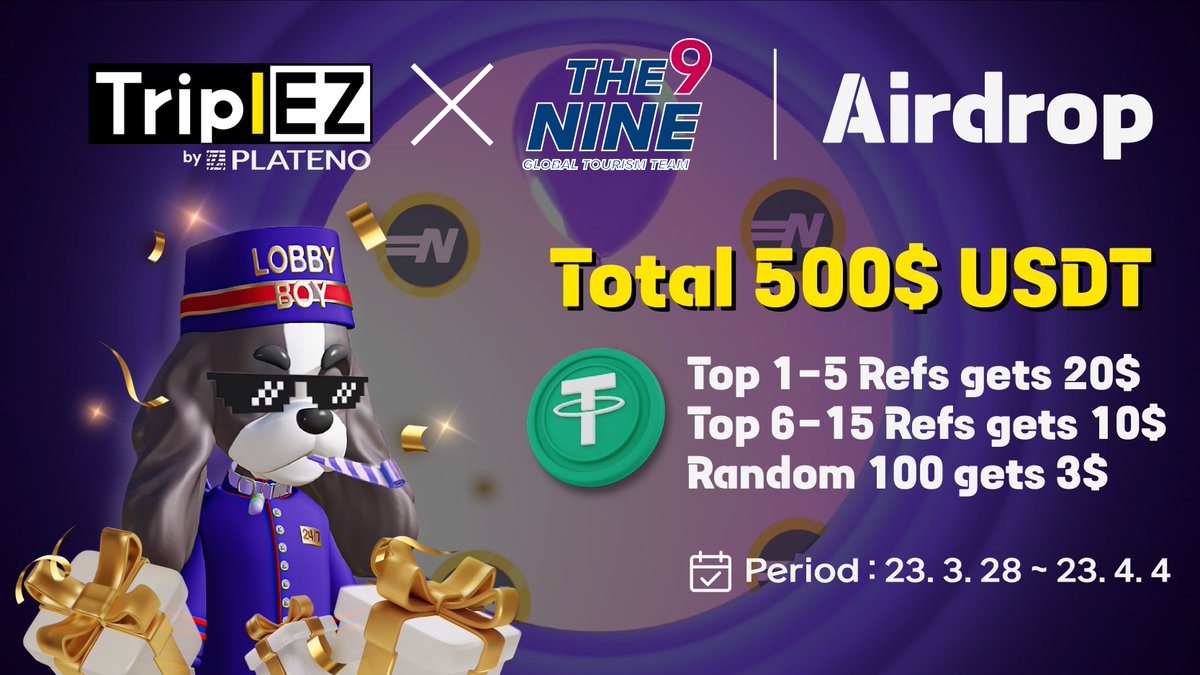 🥳 TriplEZ X The9 #Airdrop

🏆 Rewards «» 500$ USDT

✅ Follow 
<a href="/TriplEZ_24x7/">Crypto Spaniel - 크립토 스패니얼</a>
@durupapa88 
<a href="/THE9mileage/">THE9 Official</a> 
✅ Like, RT
✅ Complete #Gleam ⤵️
gleam.io/GQJlz/tiplez-x…

⏳ Ends 04 April

#Airdrops #Giveaway #BSC #AI #Crypto