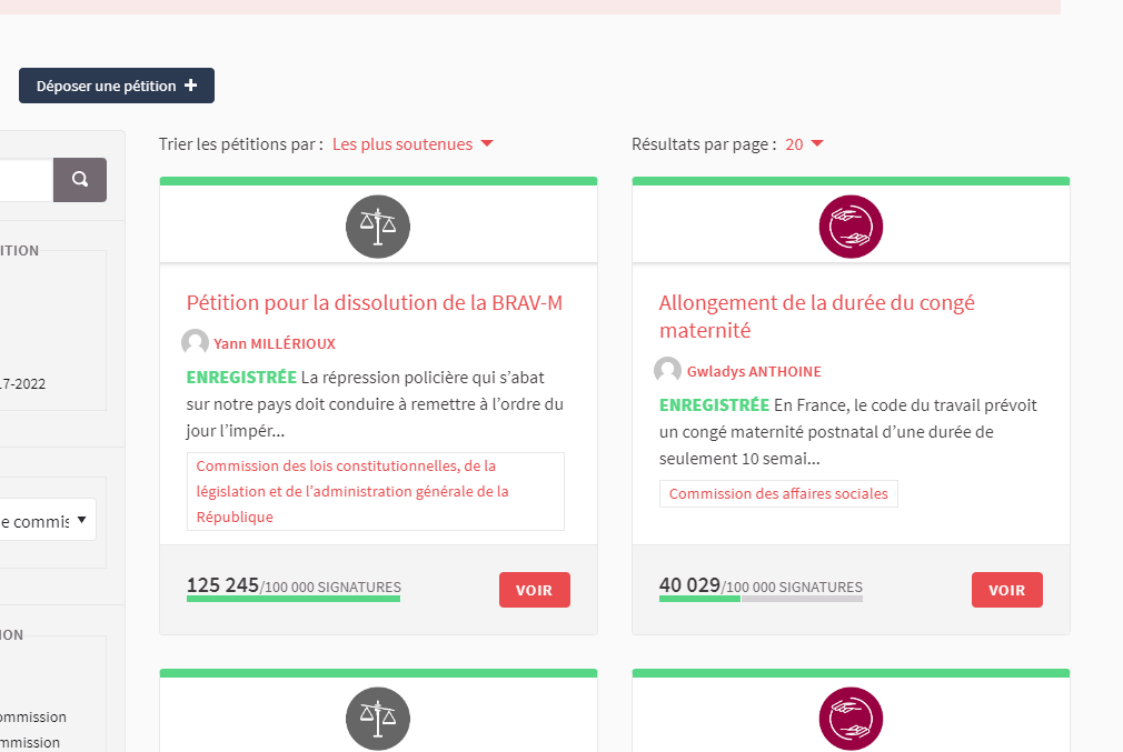 gchampeau's tweet photo. La pétition en cours contre les BRAV-M est de loin la pétition qui a recueilli le + de signatures sur le site de l'Assemblée, avec + de 125 000 signatures à date contre 40 000 pour le précédent record. A 500 000, elle peut être débattue dans l'hémicycle. https://t.co/lkC624PCkf https://t.co/7Ly0mOodhs