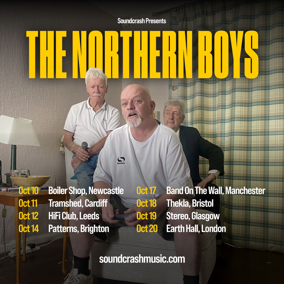 Soundcrash (@soundcrashhq) on Twitter photo Imagine 3 70-year-old pub locals getting together in a garden shed, taking ecstasy, and unleashing their deepest truths into a karaoke machine. Just pictured
<a href="/kevnorthernboys/">The NortheRn Boys</a>
& they're going on tour!
Sign up for presale avail Thurs 30th Mar at 9am via bit.ly/NorthernBoysUK… Imagine 3 70-year-old pub locals getting together in a garden shed, taking ecstasy, and unleashing their deepest truths into a karaoke machine. Just pictured
<a href="/kevnorthernboys/">The NortheRn Boys</a>
& they're going on tour!
Sign up for presale avail Thurs 30th Mar at 9am via bit.ly/NorthernBoysUK…