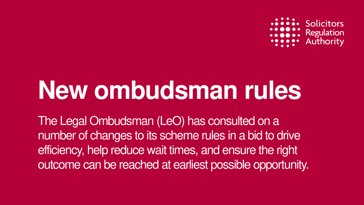 Is your firm ready? From 1 April the <a href="/Legal_Ombudsman/">Legal Ombudsman</a> is making changes to their scheme rules. Resources including suggested text for client care letters and complaint handling procedures is available online: bit.ly/3YvHmRV