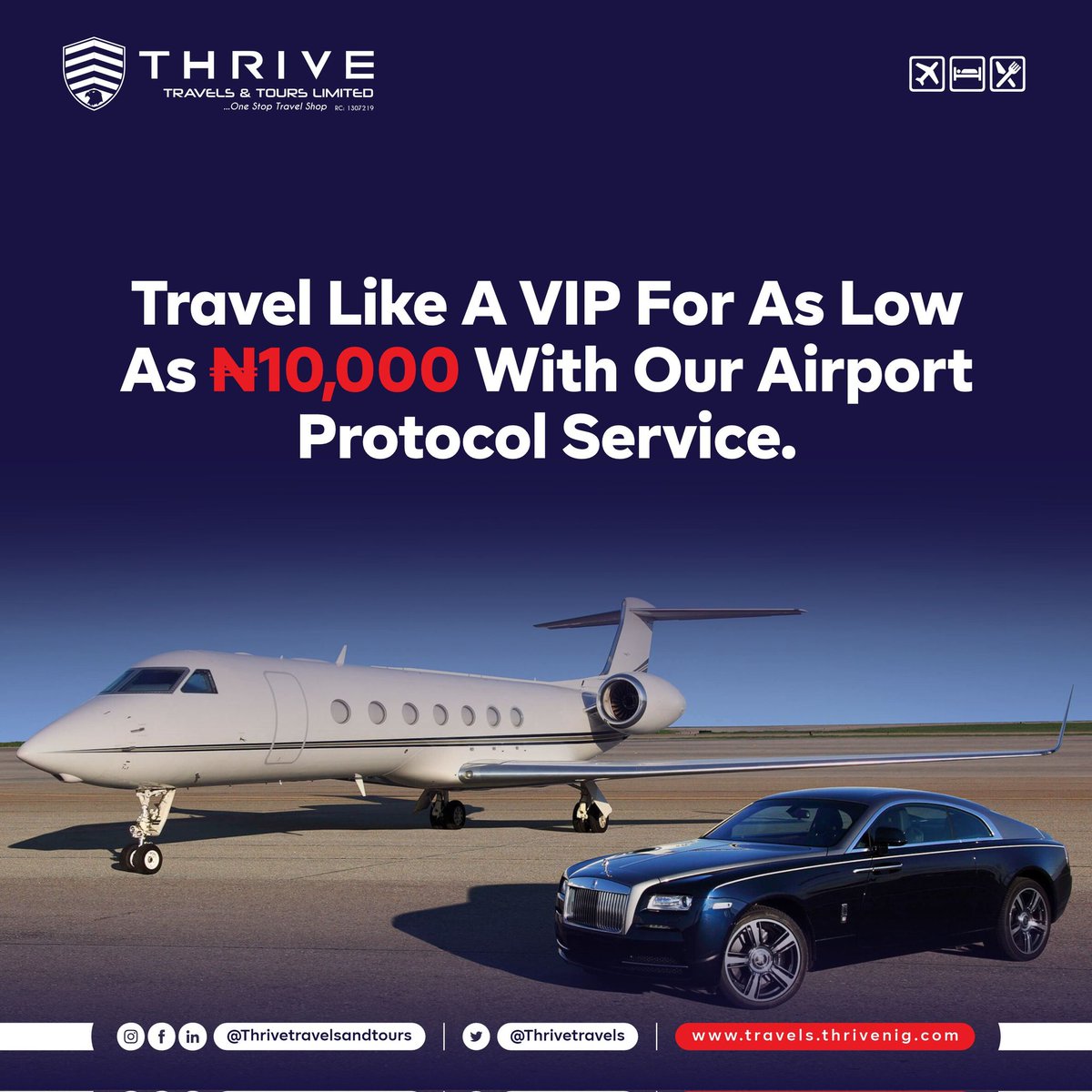 thrivetravels's tweet photo. Travel to your destination like a VIP with our Airport Protocol Service for as low as N10,000.
For bookings, contact us on 08179883607, 08179883608 or 08180452800 to speak with any of our travel consultants.
#thrivetravelsandtours #protocolservice #protection #viptravel #luxury https://t.co/9ozyV43QsY