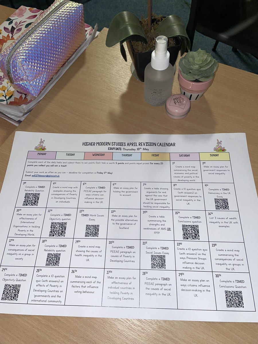 MrsDawson_BA's tweet photo. It’s that time of year again - April study calendar has been issued!! 🤩📚💻 #ExamPrep #Modies https://t.co/DLX7Zr7TjP