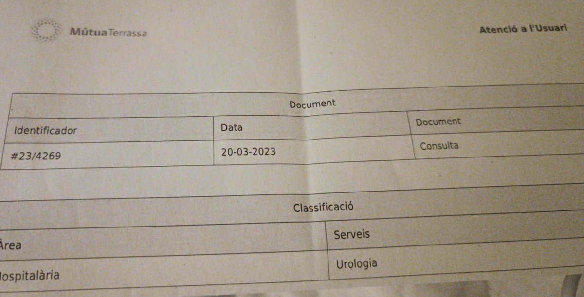 terratremol66's tweet photo. @Mutua_Terrassa @salutcat Gràcies per la vostra resposta. Les dades (siguin de @salutcat o no), les feu servir vosaltres a una publicació propia, i m'afecta directament, per això m'adreço a vosaltres. Qué necessiteu per saber per què no he rebut resposta?
El document de queixa el trobeu adjunt. https://t.co/5kykn4NYwf