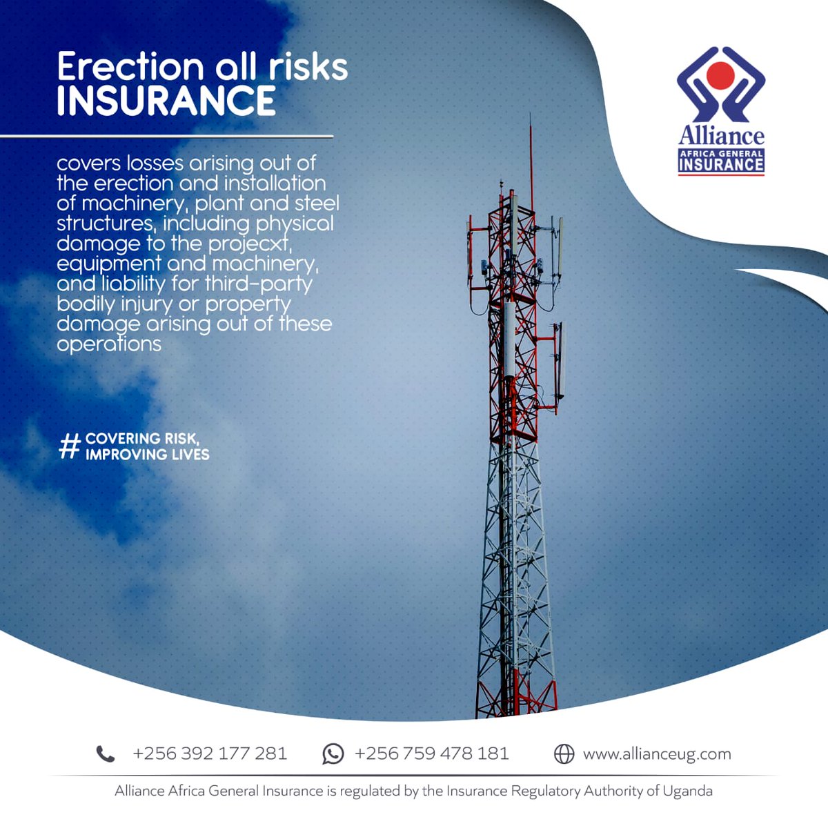 Alliance_UG's tweet photo. Protect yourself and your business with #erectionallrisk insurance - don't let unexpected events bring you down.
Call us on +256 759 478 181
#insurance #Peaceofmind #risksolution #riskmanagement https://t.co/jjisqlFK2Y