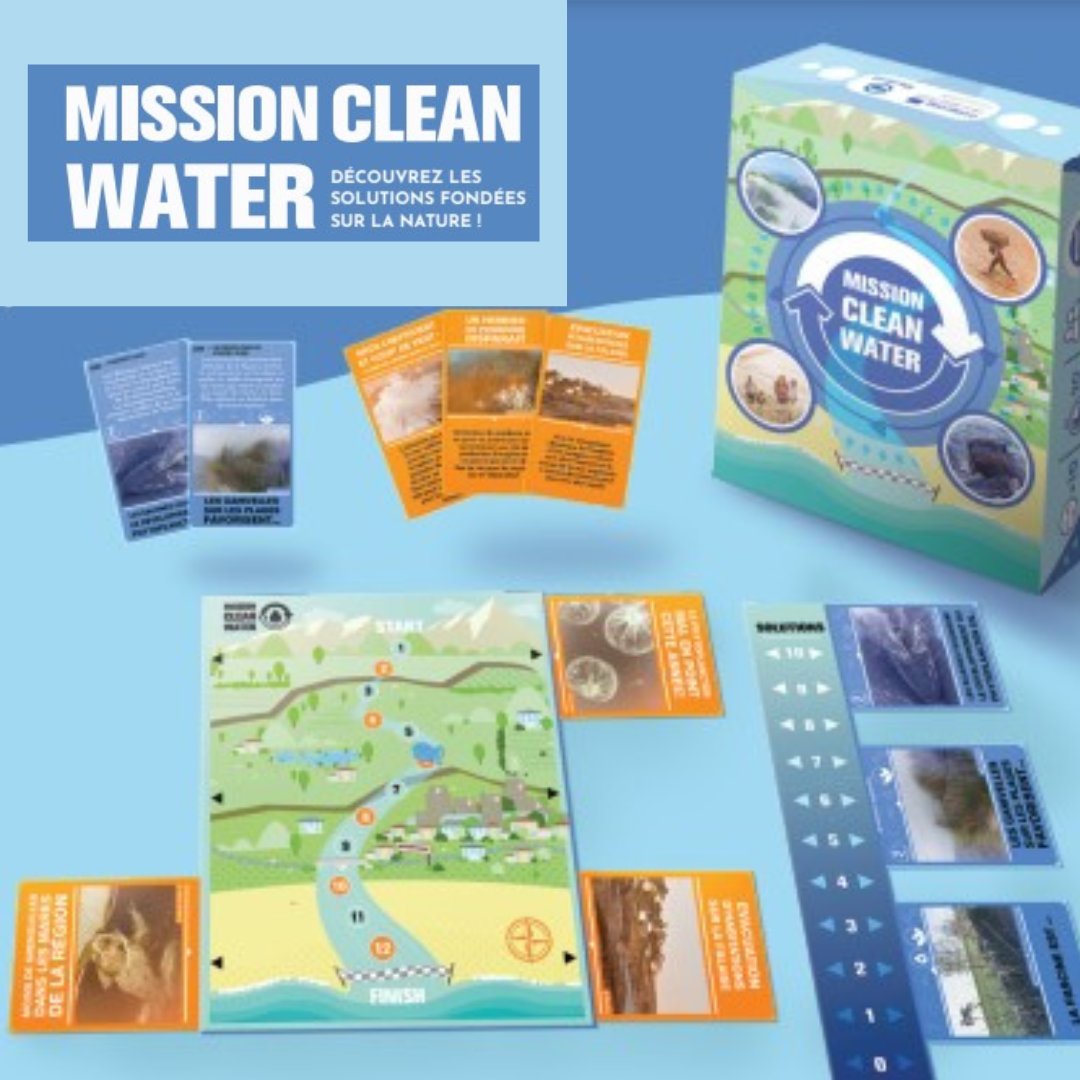 H2OSource2sea's tweet photo. 🎲 “Mission Clean Water”, is a fun and engaging board game, to educate the general public about the consequences of #climatechange and the use of #naturebasedsolutions to mitigate them. 🌍This game helps to understand the impacts of extreme weather events, #droughts and #floods https://t.co/z1w8IBwfVv