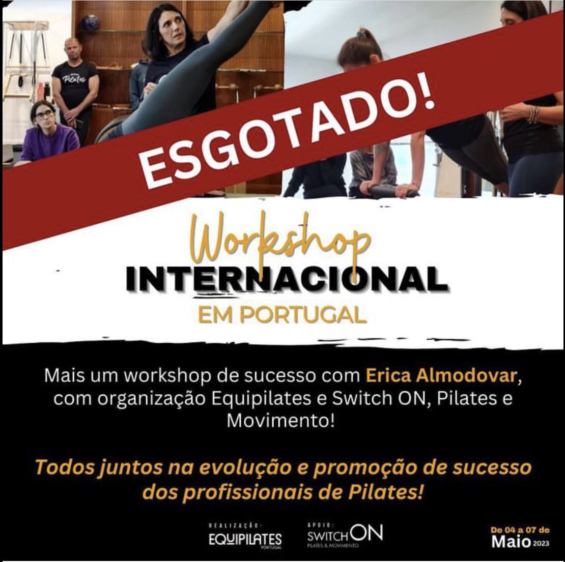 Esgotado! Esperamos por vocês para mais um workshop de prestígio com Erica Almodovar!

#pilates #casadamusica #porto #pilatesreformer #pilatesclássico #portoalive #portolovers #pilatesmat #pilatesportugal #pilatesportugalete #pilatesportugal🇵🇹 #pilatescommunity #oportoportugal