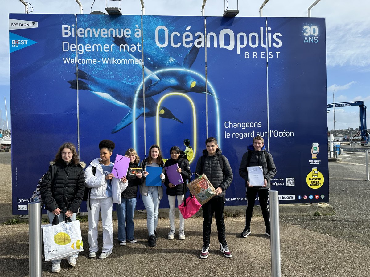 [EDD] 2ème conseil des [Éco] conseillers de l’océan à Océanopolis de Brest pour nos élèves du collège Chateaubriand St Malo. Présentation du kit fournitures scolaires 💯 % ♻️⁦@DAACBretagne
⁩ ⁦<a href="/CollegeMalo/">collège Chateaubriand Saint-Malo</a>
<a href="/Oceanopolis_/">Océanopolis Brest</a>⁦<a href="/edd_acrennes/">EDD Académie de Rennes 🌿🌍</a>
⁩ ⁦
⁩