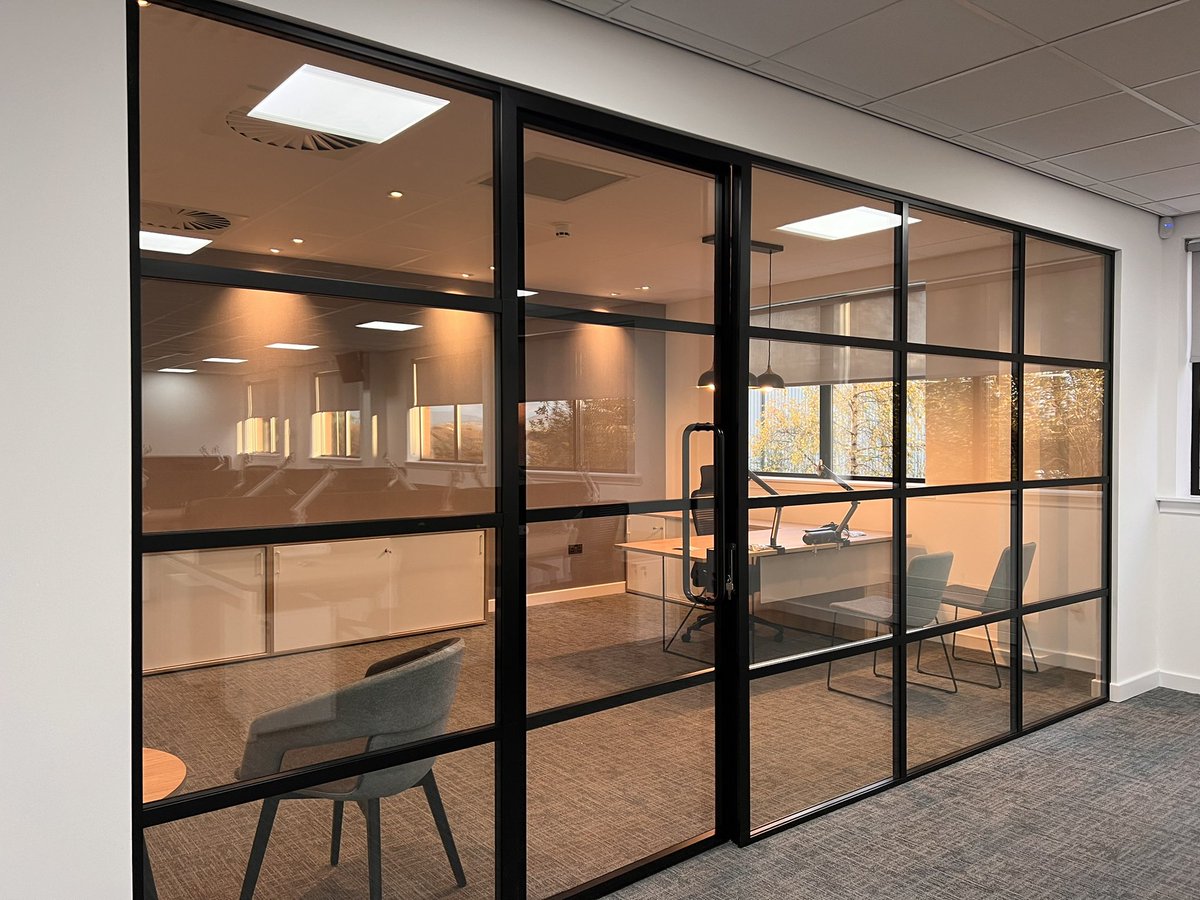 aci_contracts's tweet photo. Double Glazed Banded Partitions.  Newly installed by ACI Contracts in Glasgow.  Please call 0141 882 5761 and let us assist you on your next project.  https://t.co/9CG6IhcVrC.  #aci #glasspartitions #commercialfitout #hillingtonindustrialpark #refurbishment #officededesign https://t.co/cjHTS7BroW