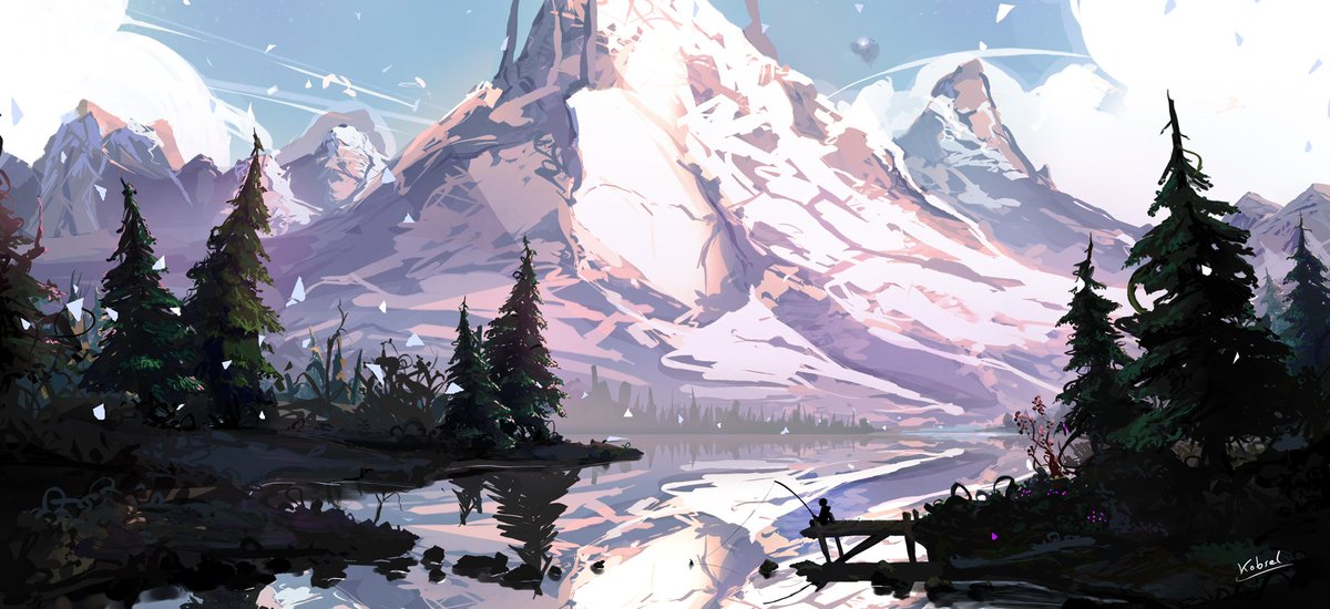 KobselD's tweet photo. I did this picture a while ago when I got inspired by a bob ross video. 
What do you think?
#art #digitalart #DigitalArtist #landscape #myart #painting https://t.co/rC2ccOHyxm