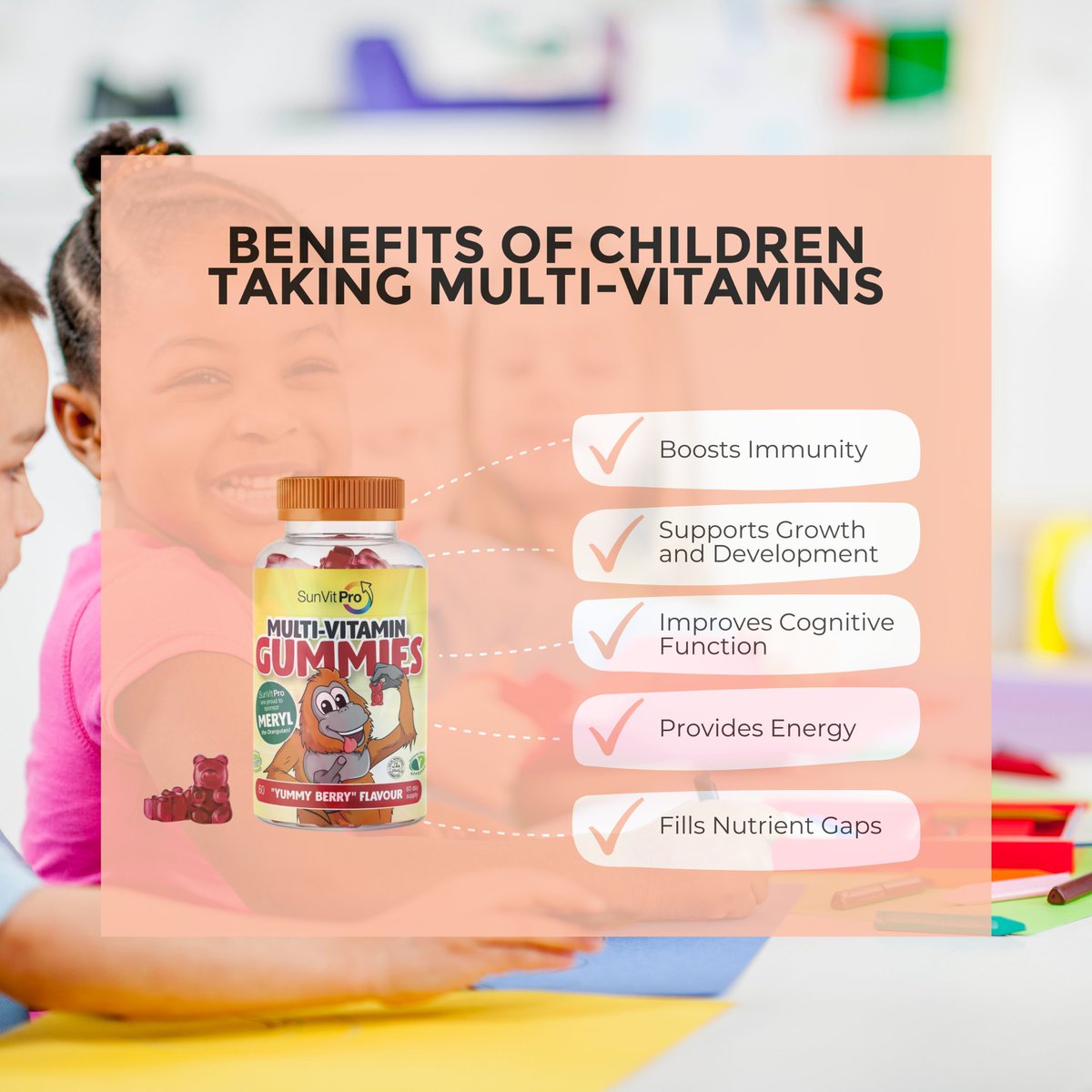 Give your child the gift of health with our multi-vitamins ⬇️ 

Try them today and see the difference in your child's health 💪 

FREE Vegan Lichen Vitamin D3 Tablets with every Multi-vitamin Gummies purchase 🙌

Shop now: sunvitd3.co.uk/collections/gu…

#veganhealth #kidshealth