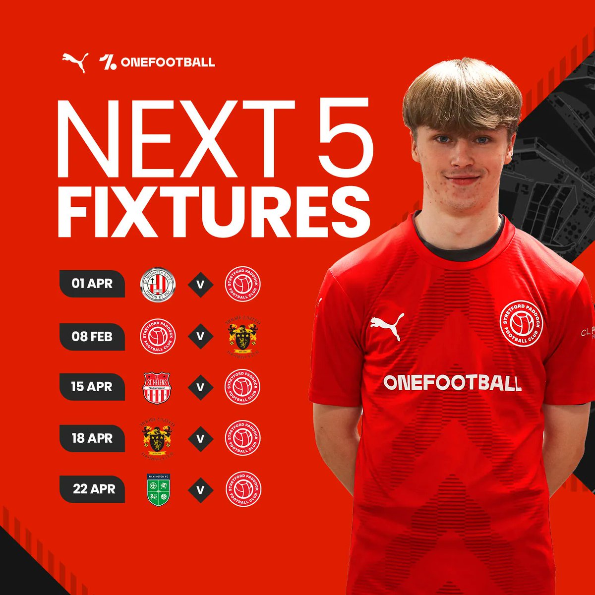 🚨𝗡𝗘𝗫𝗧 𝗙𝗜𝗩𝗘 𝗙𝗜𝗫𝗧𝗨𝗥𝗘𝗦🚨 

We have our next 5 fixtures available.  We are away for 4 of them, including a midweek against 𝗠𝗼𝗼𝗿𝗲 𝗨𝗻𝗶𝘁𝗲𝗱.

We need maximum points if we want any chance of promotion.

#UpThePaddock