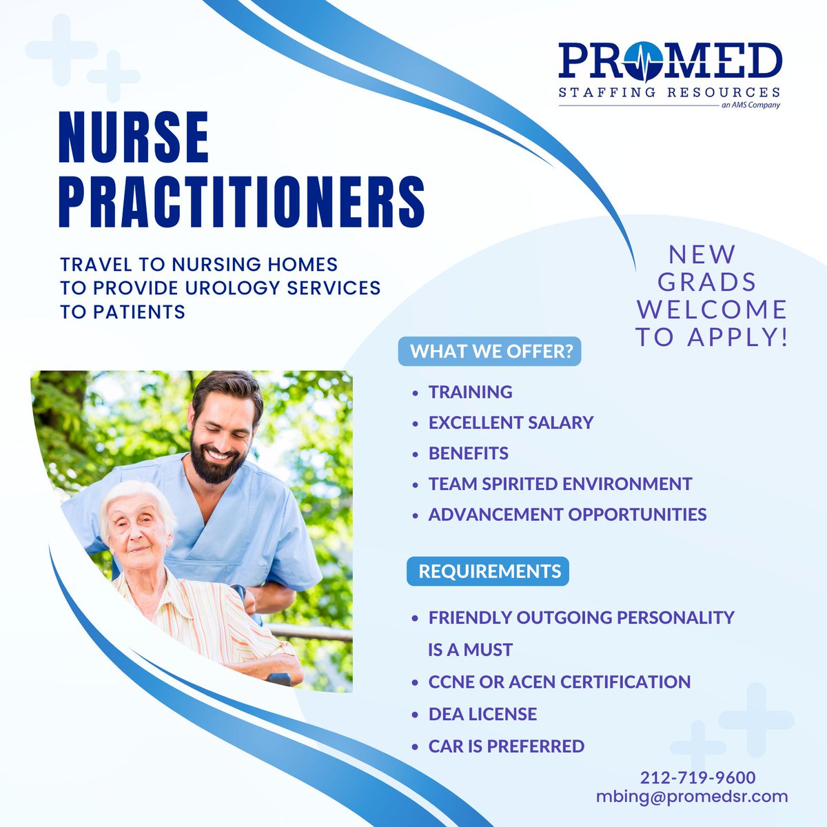 We are seeking an outgoing and personable #nursepractitioner to join the #team one of our key clients, ProMD, a fast-growing #urologyservices company. If you are interested in this #position, please call Maria Bingeman at (212) 719-9600 Ext. 200 today! 

#bronx #hiring #proemdsr