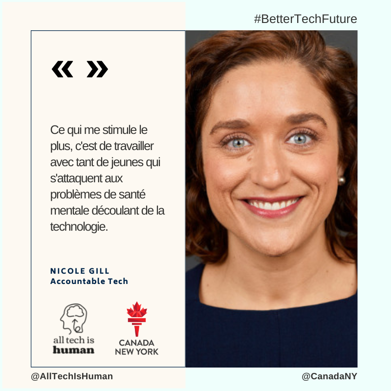 LeCanadaNY's tweet photo. Co-fondateur et directeur exécutif de Accountable Tech, @nicolelgill plaide pour réparer l'écosystème de l'information et créer une démocratie saine. Elle adore travailler avec les gens sur "les défis de la santé mentale ... de la technologie."
@AllTechIsHuman #BetterTechFuture https://t.co/DOcvBJyjVN