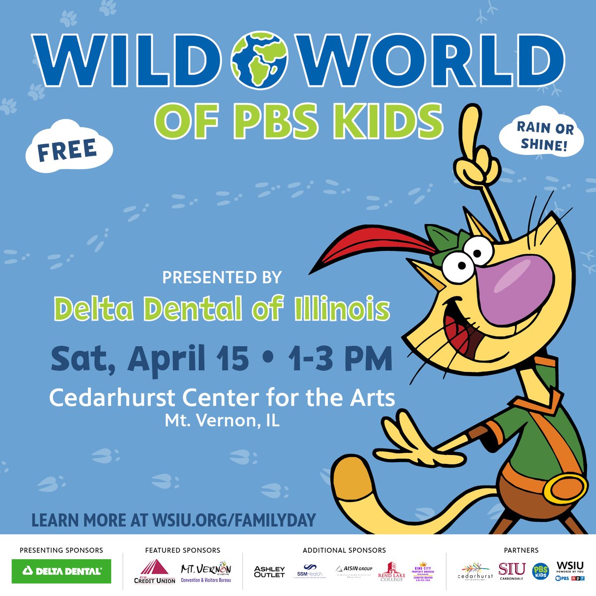 Join us for this FREE, family-friendly event and enjoy an interactive presentation on the diversity of Illinois wildlife. See preserved specimens and live animals such as spiders, lizards, snakes, and other small mammals. Visit wsiu.org/familyday for details.