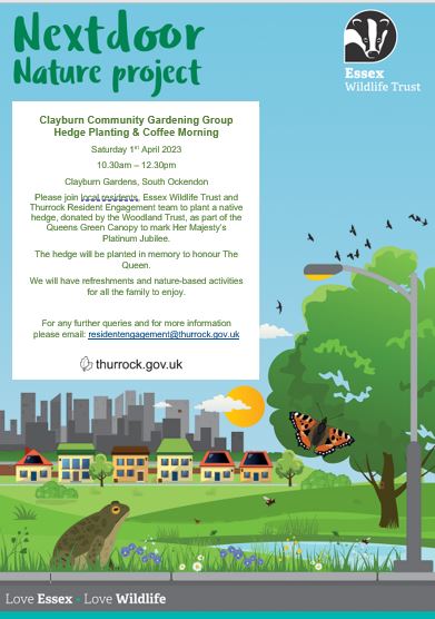 Looking forward to this event on Saturday - South Ockendon come on down for coffee, nature activities, and hedge planting!
