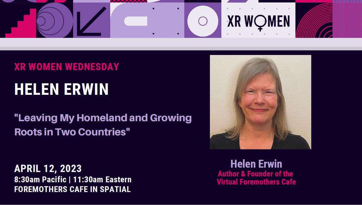 Please join Helen on April 12th. Meet up at @XRWomen Hall, then head over to The Foremothers Café, now on Spatial!