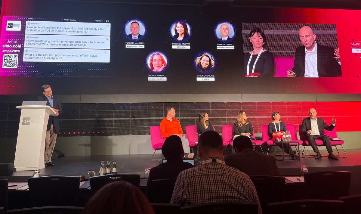Fexcogroup's tweet photo. Fantastic discussion taking place right now on ‘Innovating Inclusive Customer Engagement’ at the @mpecosystem conference. Fexco’s Tina Fenemore showcasing how consumer experience can be enhanced while also generating a new revenue stream #mpe23 #ilovempe #payments #DCC https://t.co/nHRIAbYnvY