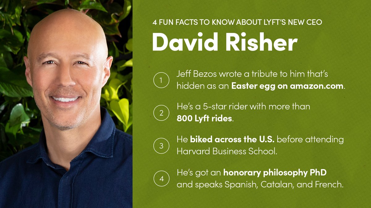 .@davidrisherWR built his career at Microsoft and Amazon — and now he’s about to run Lyft. But he’s more than his CV. Here are four surprising facts about our new CEO: