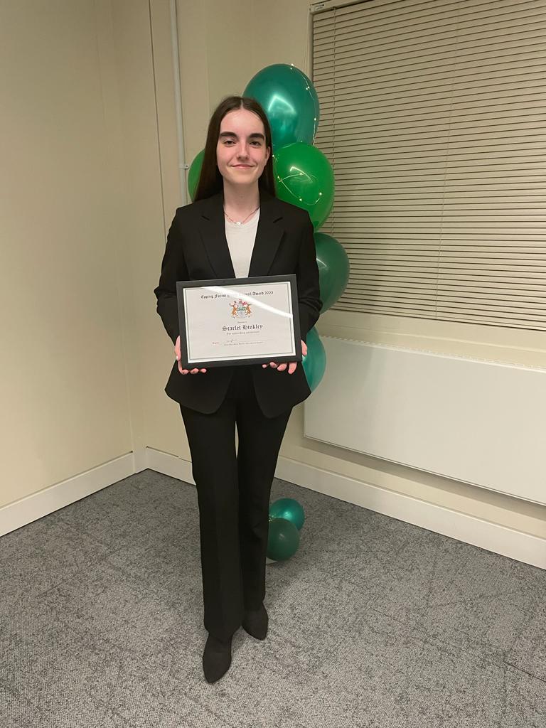 Well done to Youth Councillor Scarlet Hinkley for receiving the Chairmans outstanding achievement award at the Civic awards 2023, for her Youth Council work!  <a href="/eppingyc/">EFYC</a>