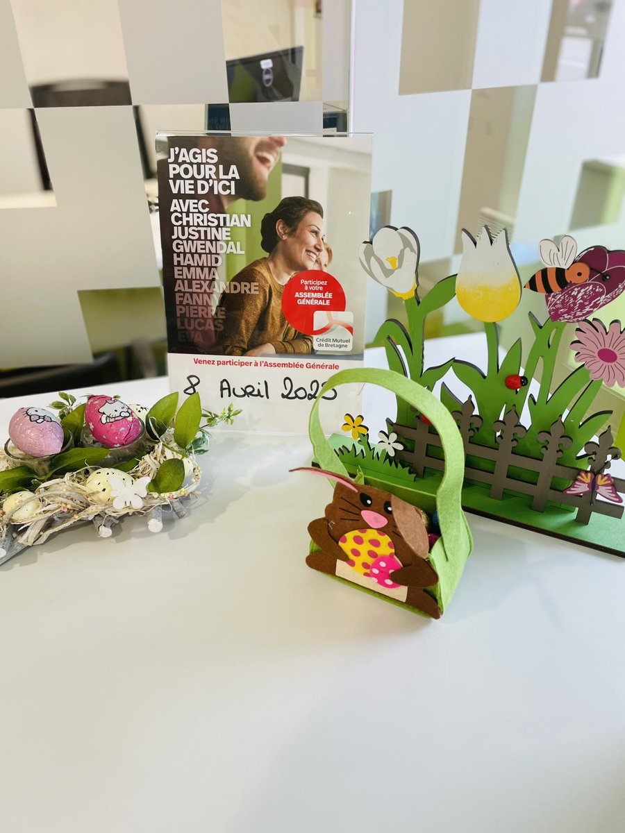 Il semblerait que les cloches et les lapins de Pâques ont de l’avance cette année sur l’agence du Crédit Mutuel de Briec, de quoi régaler les petits et grands! <a href="/villebriec/">Ville de Briec</a> <a href="/UTKerfeunteun/">CMB UT QUIMPER KERFEUNTEUN</a> <a href="/DD29DevCo/">CMB DD29 Développement</a>
