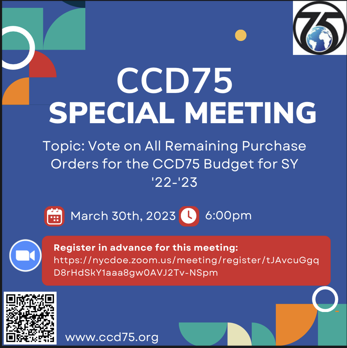 D75Office's tweet photo. CCD75 Special Meeting. Sign up today
#D75 #ccd75 https://t.co/6JsVKLR01L