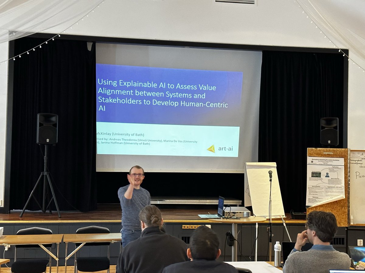 Andreas Theodorou @recklesscoding@fediscience.org (@recklesscoding) on Twitter photo My PhD student (external supervisor), Jack McKinlay, from <a href="/UniofBath/">University of Bath</a> <a href="/ARTAIBath/">ART-AI at Bath</a> giving a talk for his #XAI research <a href="/ResponsibleAIU1/">ResponsibleAI@Umeå</a> research retreat! Jack’s research looks at the different metrics stakeholders may have when it comes to XAI and how to validate systems compliance. My PhD student (external supervisor), Jack McKinlay, from <a href="/UniofBath/">University of Bath</a> <a href="/ARTAIBath/">ART-AI at Bath</a> giving a talk for his #XAI research <a href="/ResponsibleAIU1/">ResponsibleAI@Umeå</a> research retreat! Jack’s research looks at the different metrics stakeholders may have when it comes to XAI and how to validate systems compliance.
