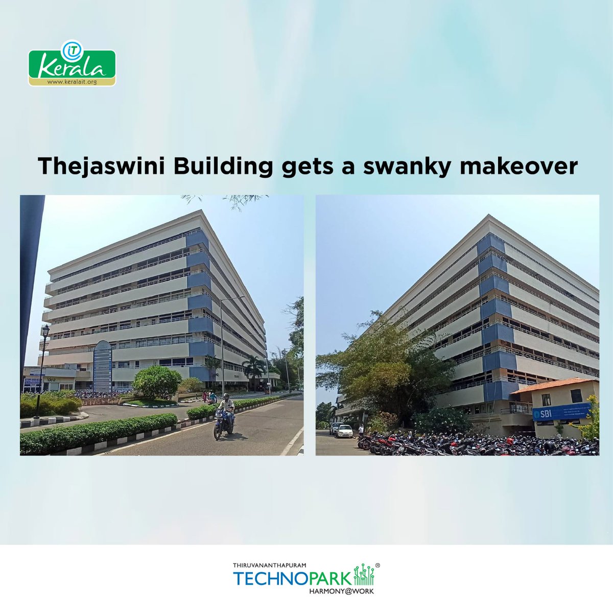 kerala_it's tweet photo. Thejaswini Building in Technopark is currently undergoing a remarkable transformation.
#KeralaIT #KeralaITParks #GTech #Technopark #Infopark #Cyberpark #KSUM #KeralaStateITMission #ICFOSS #ICTAcademyofKerala #DigitalUniversityKerala #KSITIL #CDIT #KSPACE #IIITMK https://t.co/RR1N5OvD2G