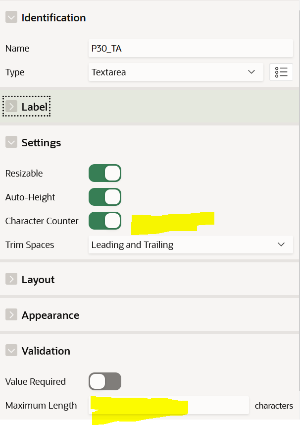 OliverLemm's tweet photo. Using textarea with "Character Counter" and no maximum length encounters in an client-side error for enduser.
Developer get's no warning or error.
Better would be developer get's error message in Page Designer.
@OracleAPEX #orclapex #apex222 @Ronny_Weiss_ https://t.co/Y90v9eiYK7