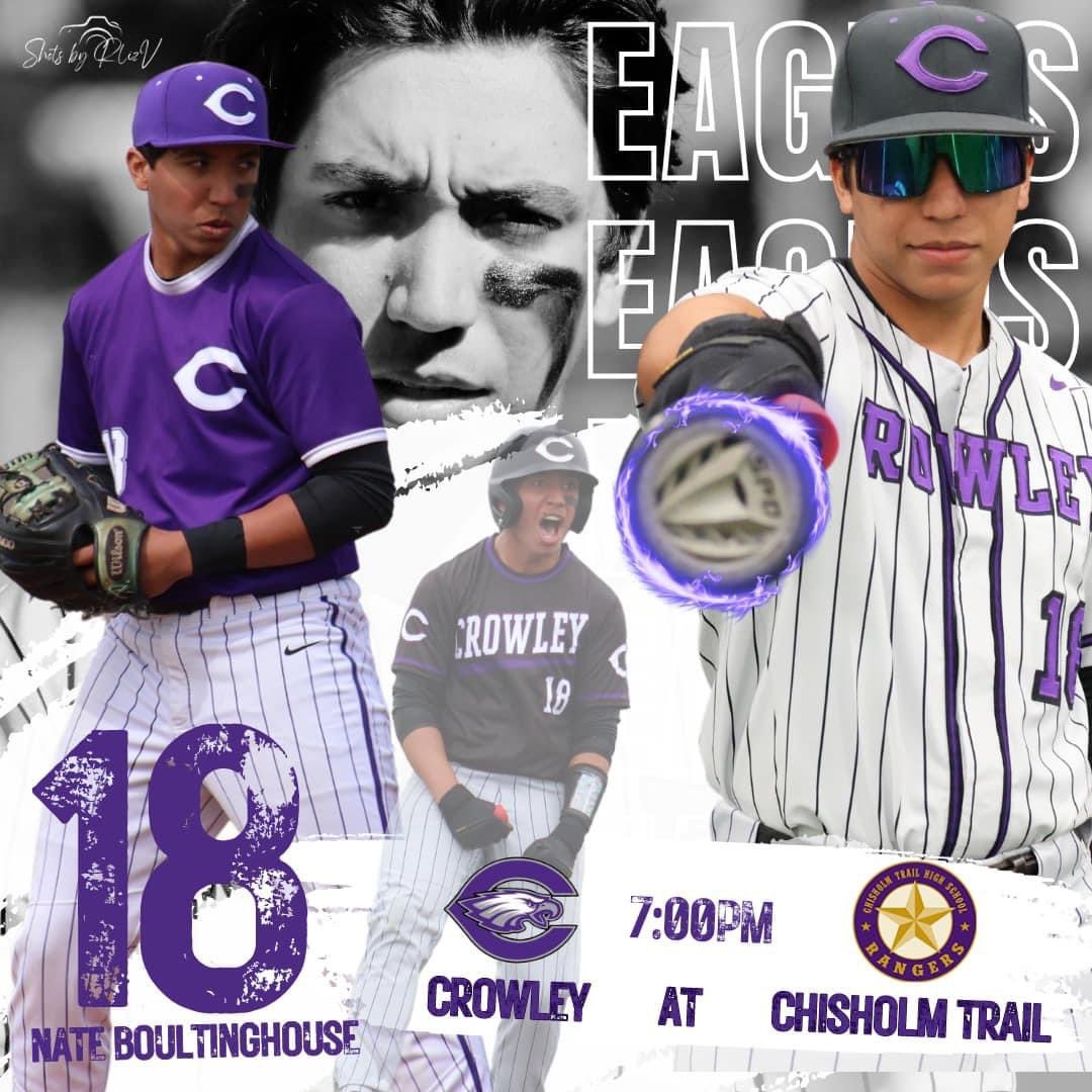 Join us to cheer on our Eagles Varsity as they travel to take on Chisholm Trail at 7pm! #crowleyboys