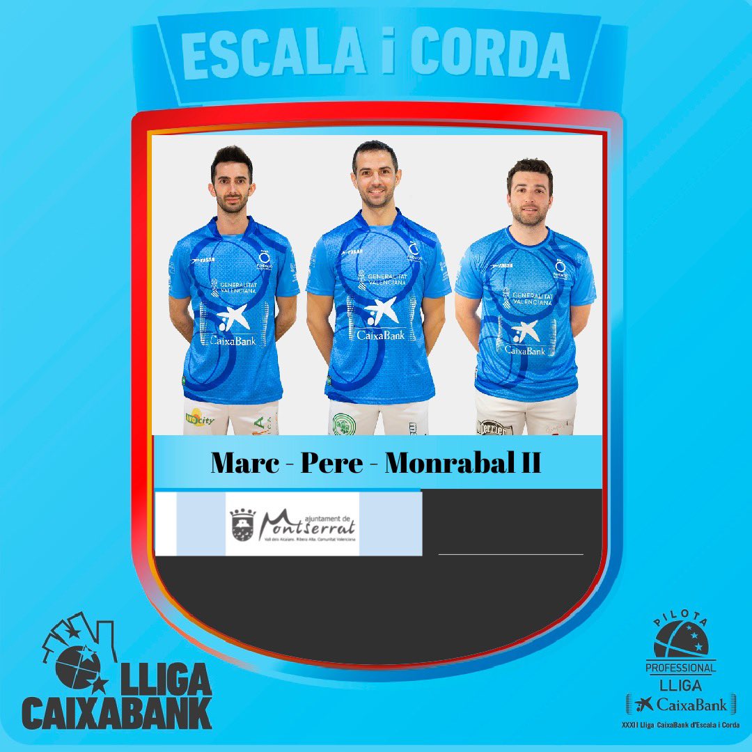 funpival's tweet photo. Quadre dels equips semifinalistes de la XXXII Lliga @caixabank 

▶️ @ajtlapobla @Pucholpilotari @_AlvaroGimeno i Hilari
▶️ @AjMontserrat @Marc94gs @pereribesgarcia i @robermoma 
▶️@AjuntPedreguer @masymas_Super Giner Javi i Conillet
▶️@SMEVILAREAL J.Salvador Nacho i Guillermo https://t.co/0hrwAszzvE