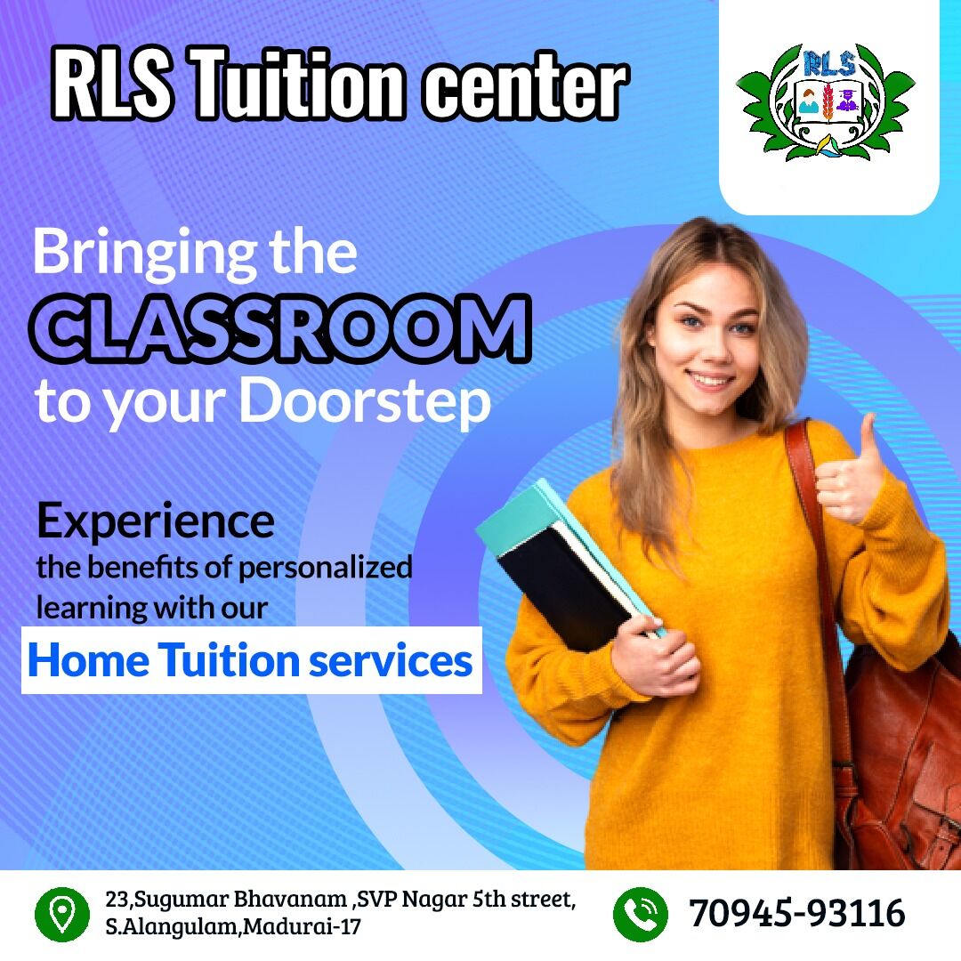rlstuitionmdu's tweet image. "Bringing the classroom to your doorstep - Experience the benefits of personalized learning with our home tuition services."

#rlstuitioncenter #rlssugumar #hometuition #mathstuition #tuitioncenterinmadurai #besttuitioncenterinmadurai #hometuition #learningcenter