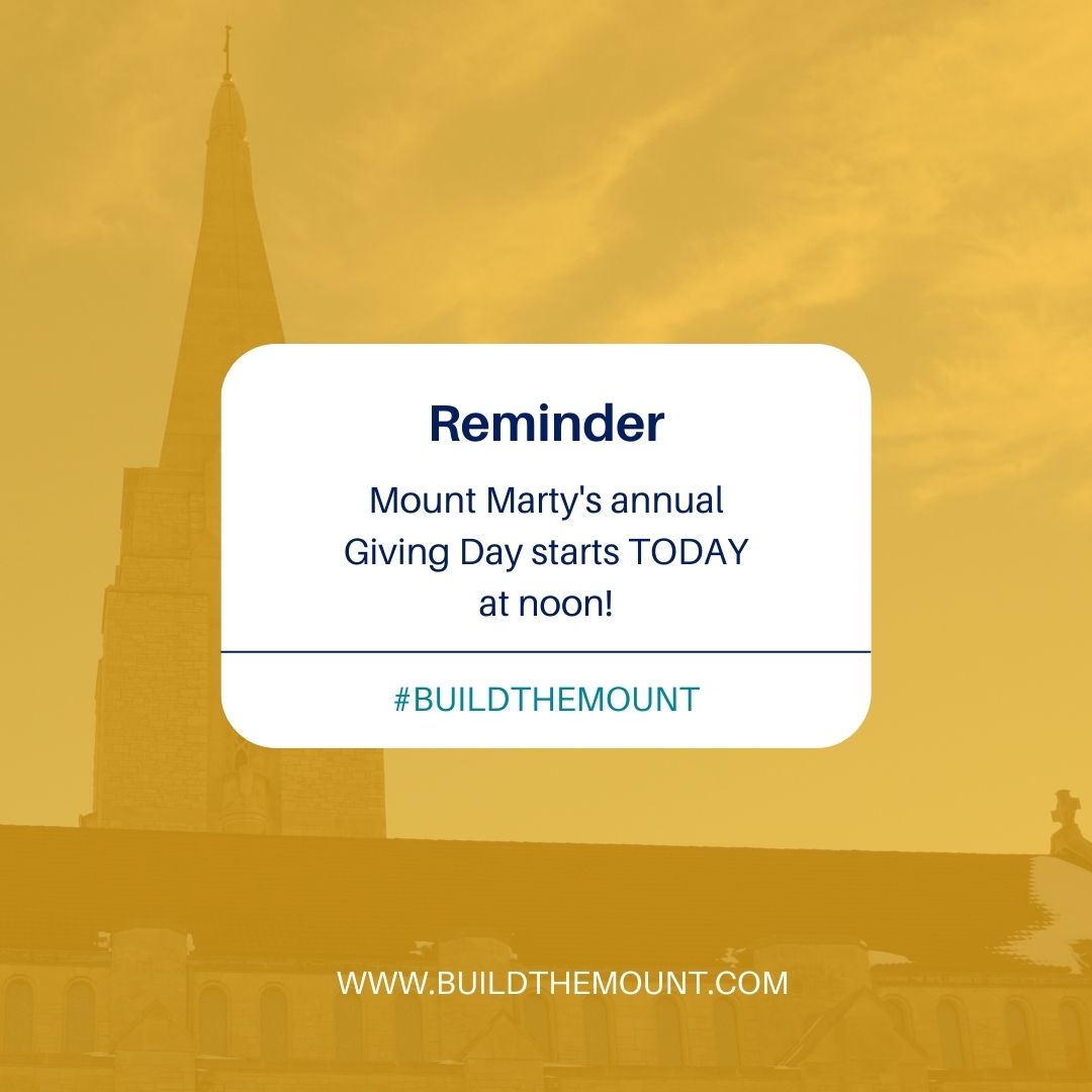 mountmarty's tweet photo. Happy Giving Day, MMU community!

Our 24-hour Giving Day begins at 12 p.m. today. Mount Marty University has the responsibility to do whatever we can to put our students in positions to succeed. Visit https://t.co/7eYntjyKSM to learn more. 

Let's #BuildTheMount together! https://t.co/0eV7vXTxlD