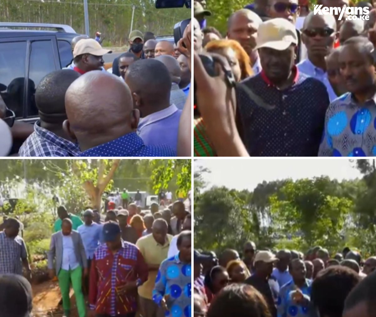 Kenyans's tweet photo. Raila Odinga visits Uhuru Kenyatta's Northlands farm to assess the damage caused by invaders https://t.co/YlLKmxG2Xb