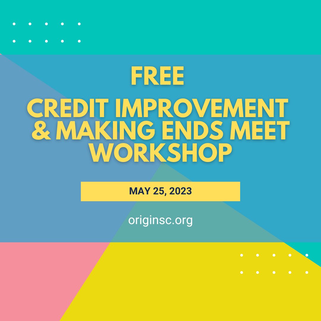 Origin_SC's tweet image. Reduce the stress of living paycheck to paycheck. Take #OriginSC's FREE Credit Improvement &amp;amp; Making Ends Meet Workshop where you can learn credit improvement &amp;amp; basic budgeting from our licensed credit and housing facilitators.

Sign up now at originsc.org.