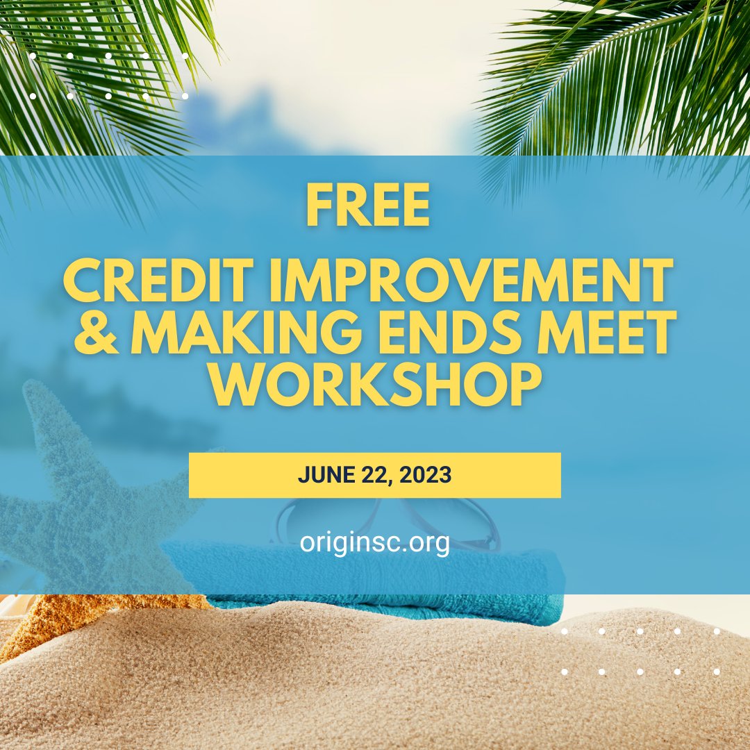 Origin_SC's tweet image. Reduce the stress of living paycheck to paycheck. Take #OriginSC's FREE Credit Improvement &amp;amp; Making Ends Meet Workshop where you can learn credit improvement &amp;amp; basic budgeting from our licensed credit and housing facilitators.

Sign up now at originsc.org.