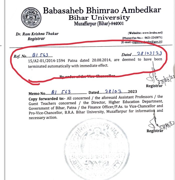 piyushrajjnu's tweet photo. दस लाख की नौकरी देने वालों को देख लीजिए। आज हिंदी के लगभग 30 अतिथि सहायक प्राध्यापकों की सेवा समाप्त। अगले 10 दिन में यह संख्या 80 होगी और आने वाले दिनों में 2000। जय हो @yadavtejashwi @NitishKumar की सरकार।  @BJP4Bihar @RJDforIndia @ProfShekharRJD @Sandeep_Saurav_ @SushilModi https://t.co/B2Ty80n03n