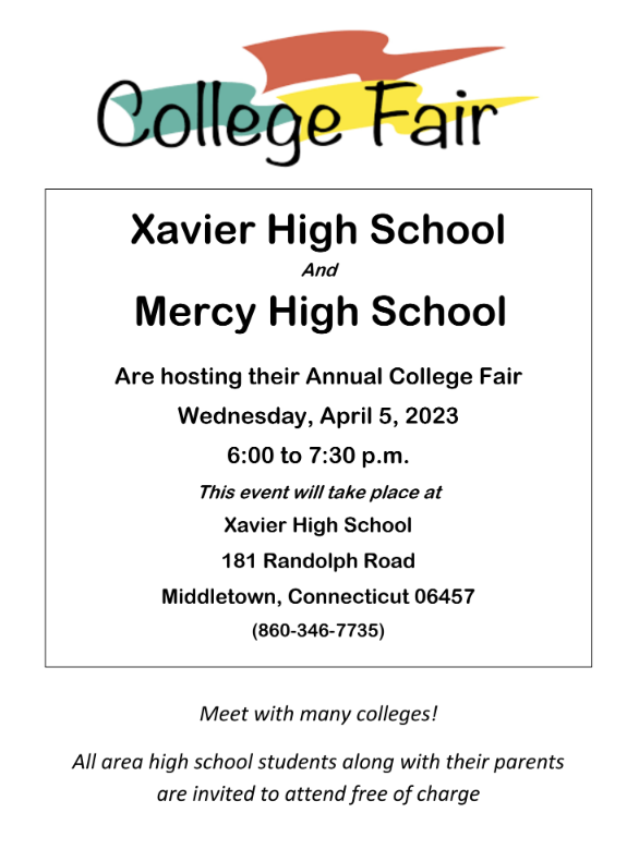 LHCounseling's tweet photo. Upcoming College Fair at Xavier High School on April 5! https://t.co/F1SJEhRa9A