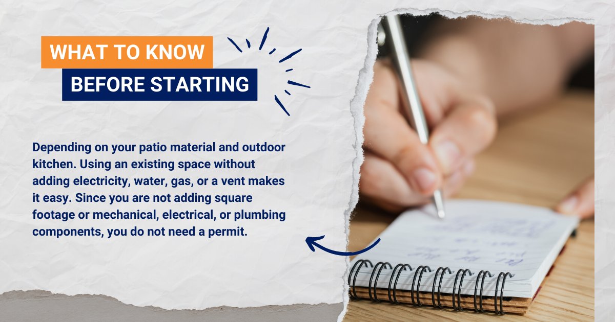 COHPermits's tweet image. Want to build a patio with an outdoor kitchen but aren&apos;t sure where to begin? Check out these helpful tips. You can also get more help from our Project Planner 👉 bit.ly/3Dik48F 
#TuesdayTip #SpringProject #OutdoorKitchen #patio #HouPermits